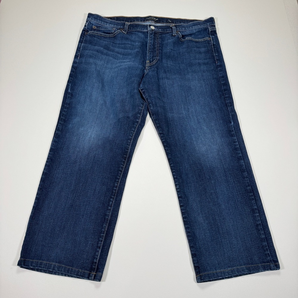 Lucky Brand 361 Vintage Straight Jeans Mens Tag 38x30 Fits 38x27 Dark Wash Denim